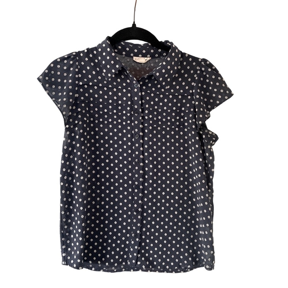 Maison Jules Blue & White Polka Dot Blouse